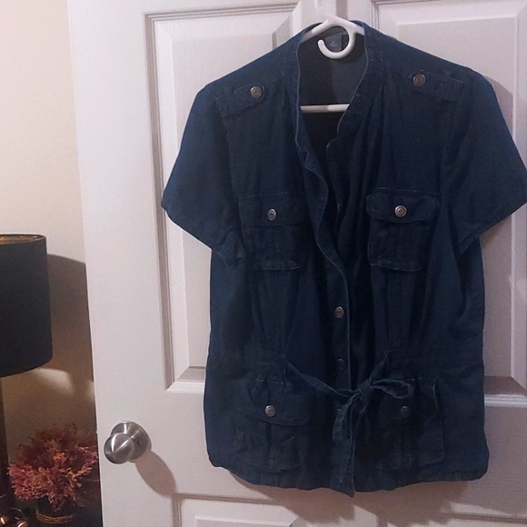 Size 16 Short Sleeve Denim Utility Jacket/Top - Picture 11 of 11